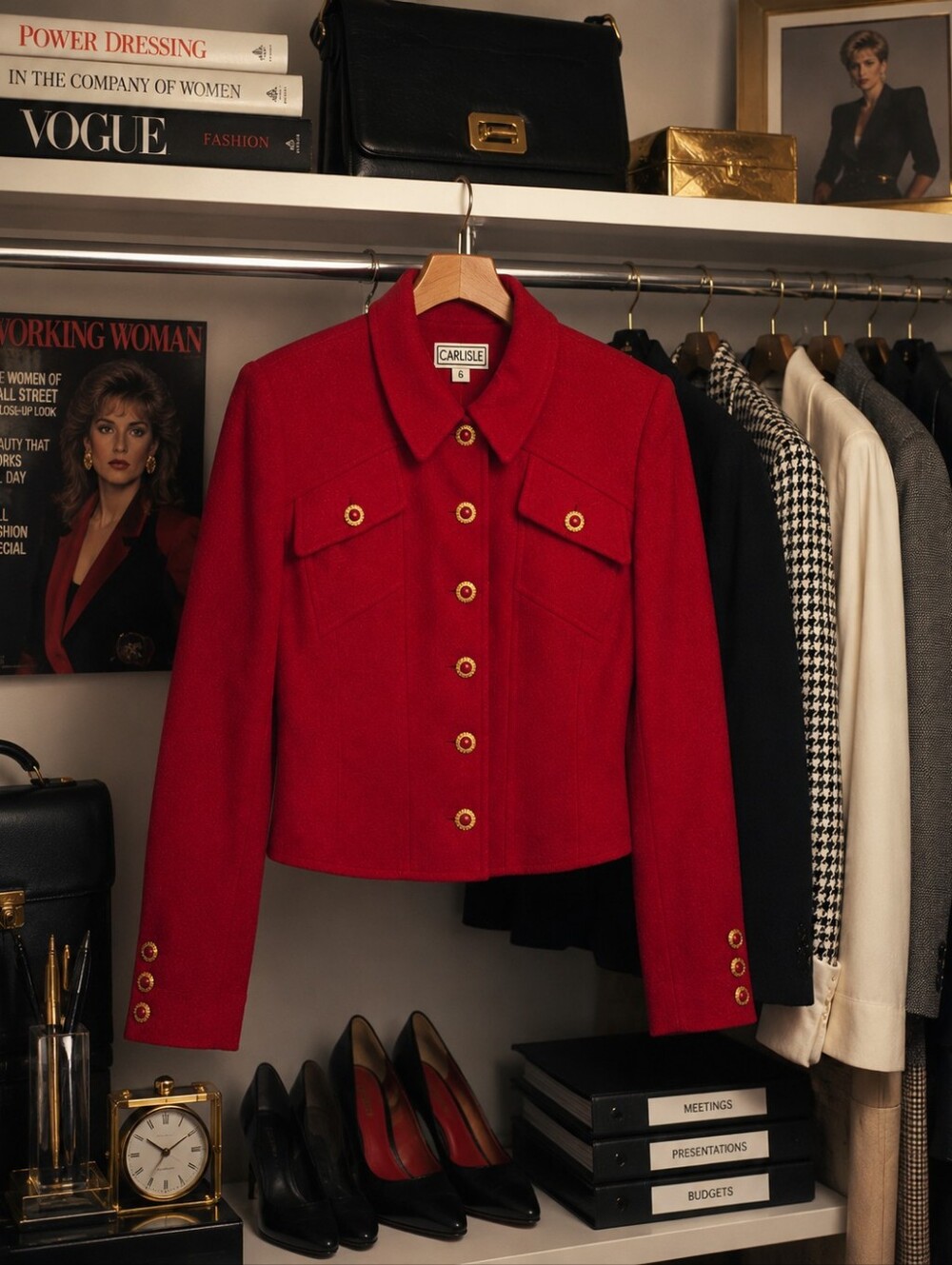 Vintage CARLISE 80s Red Wool Blazer.